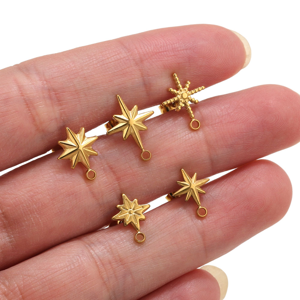 Jewelry Making For Beginners - 6pcs Stainless Steel Star Earrings Studs