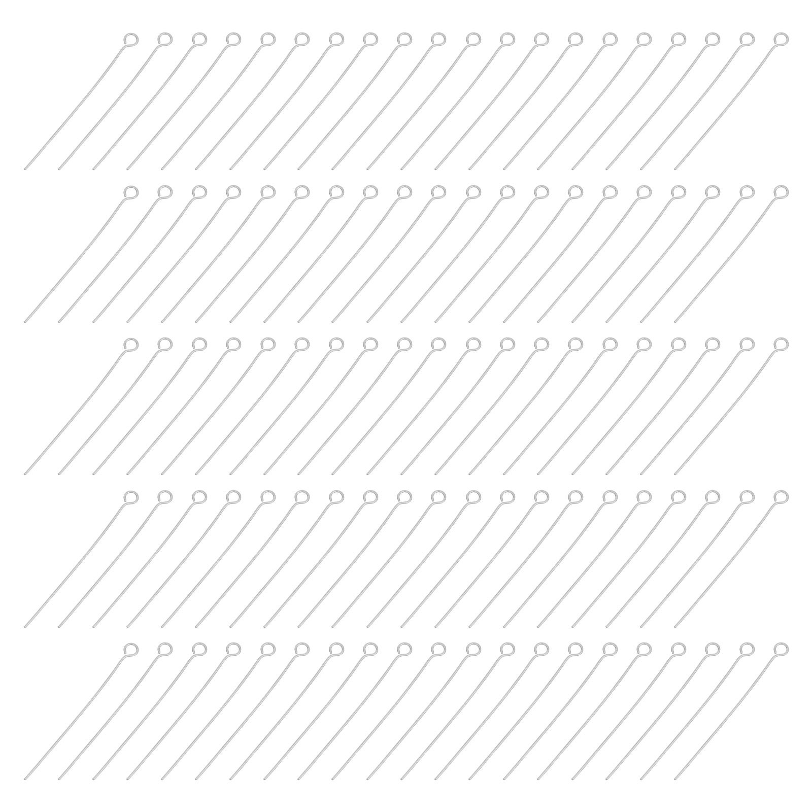 Jewelry Making Eye Pins - 300Pcs Silver Stainless Steel Eye Pins