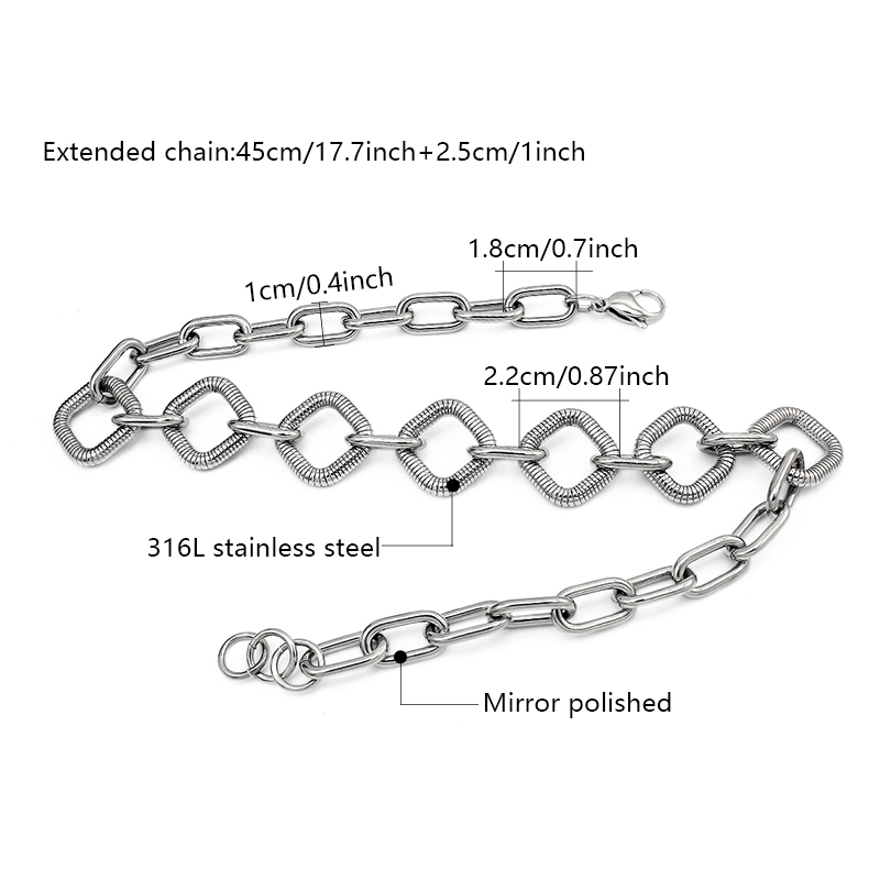Stainless Steel Textured Squar - Lobster Clasp Silver 评论和价格
