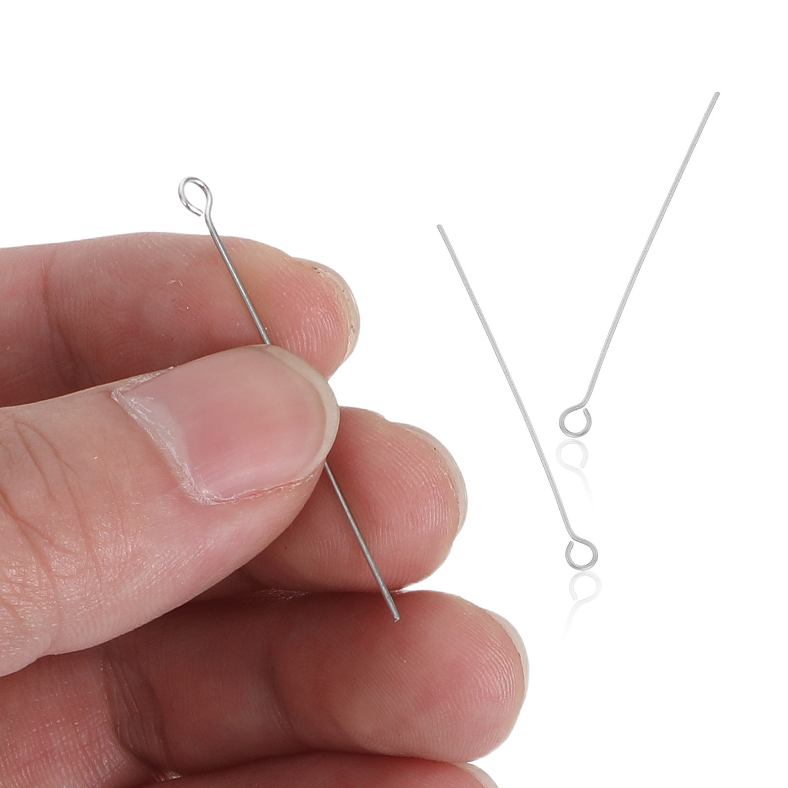 300Pcs Silver Stainless Steel  - Jewelry Making Eye Pins 评论和价格