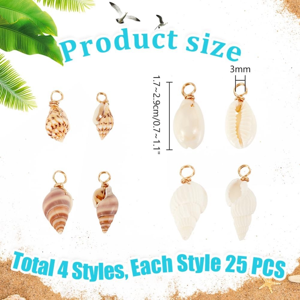 100pcs 4 Styles Natural Shell  - Jewelry Making For Beginners 评论和价格