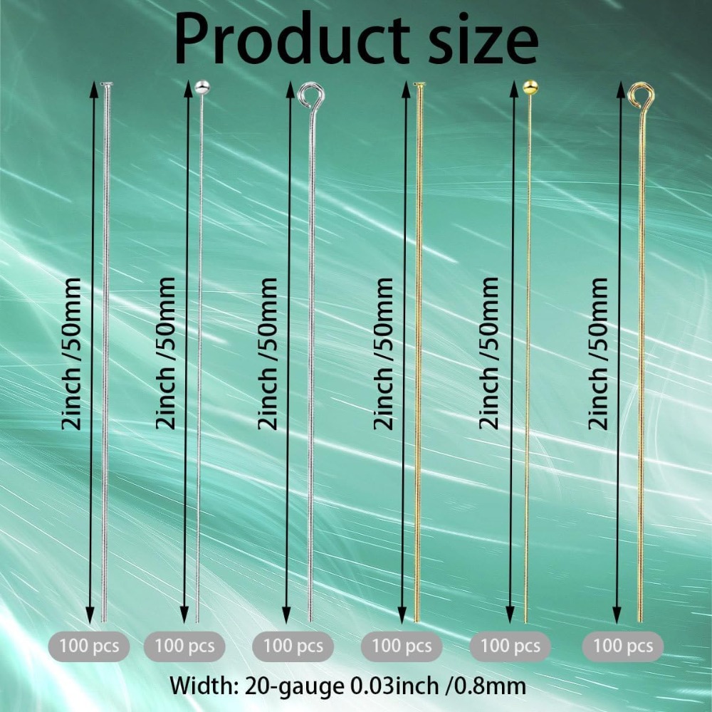 600pcs Flat Head Eye Bead Pins - Jewelry Making Eye Pins 评论和价格